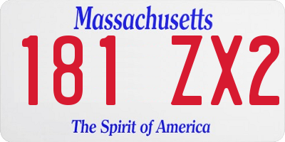 MA license plate 181ZX2