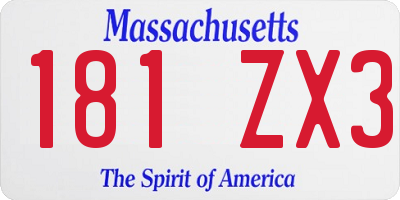 MA license plate 181ZX3