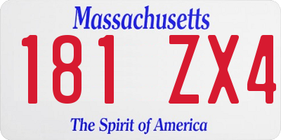 MA license plate 181ZX4
