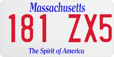 MA license plate 181ZX5