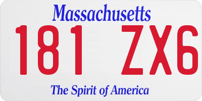 MA license plate 181ZX6