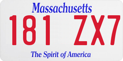 MA license plate 181ZX7