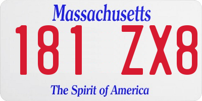 MA license plate 181ZX8