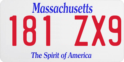 MA license plate 181ZX9