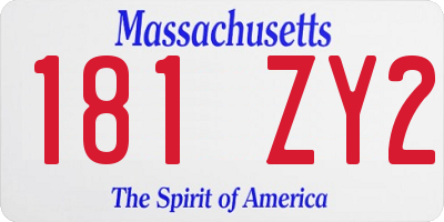 MA license plate 181ZY2