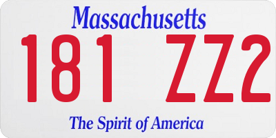 MA license plate 181ZZ2