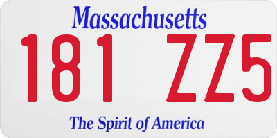 MA license plate 181ZZ5