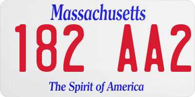 MA license plate 182AA2