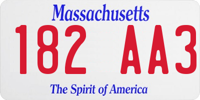 MA license plate 182AA3
