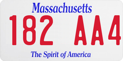 MA license plate 182AA4