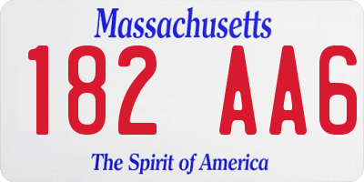 MA license plate 182AA6