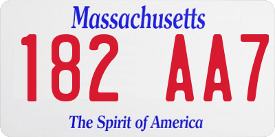 MA license plate 182AA7