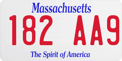 MA license plate 182AA9