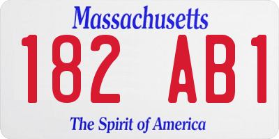MA license plate 182AB1