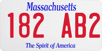 MA license plate 182AB2