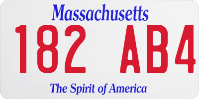 MA license plate 182AB4