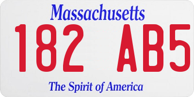 MA license plate 182AB5