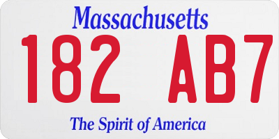 MA license plate 182AB7