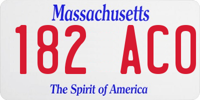 MA license plate 182AC0