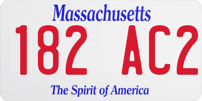 MA license plate 182AC2