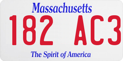 MA license plate 182AC3