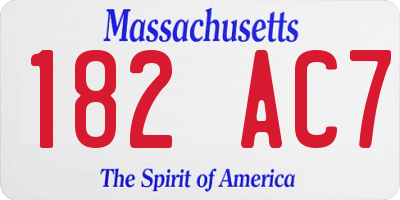 MA license plate 182AC7