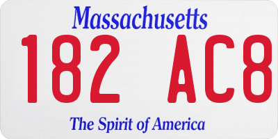 MA license plate 182AC8