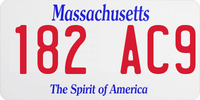 MA license plate 182AC9