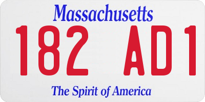 MA license plate 182AD1