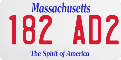 MA license plate 182AD2