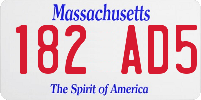 MA license plate 182AD5