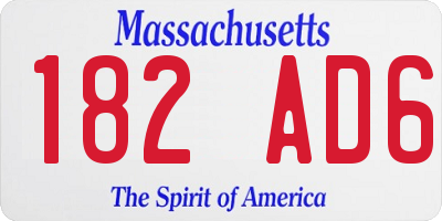 MA license plate 182AD6