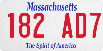 MA license plate 182AD7