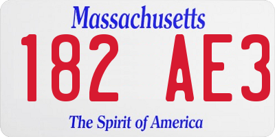 MA license plate 182AE3