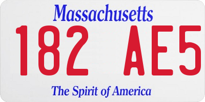 MA license plate 182AE5