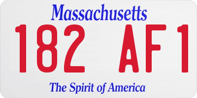 MA license plate 182AF1