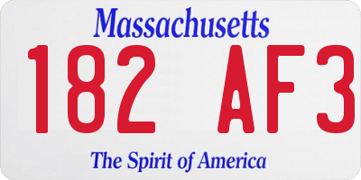 MA license plate 182AF3