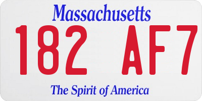 MA license plate 182AF7