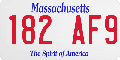 MA license plate 182AF9