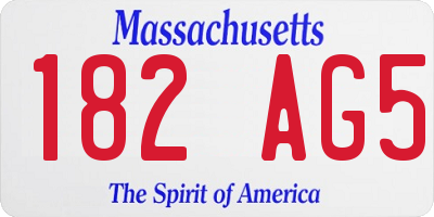 MA license plate 182AG5