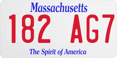 MA license plate 182AG7