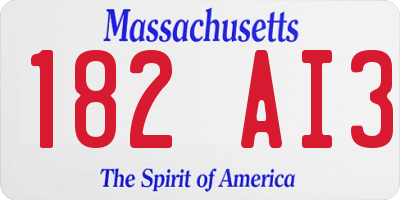 MA license plate 182AI3