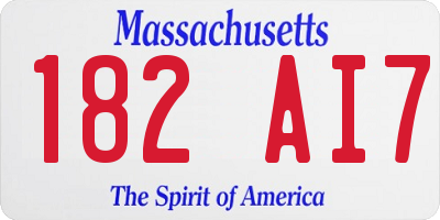 MA license plate 182AI7
