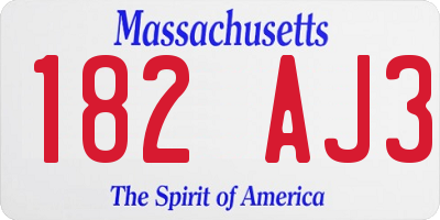 MA license plate 182AJ3