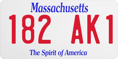 MA license plate 182AK1