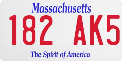 MA license plate 182AK5