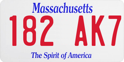 MA license plate 182AK7