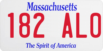 MA license plate 182AL0