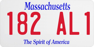 MA license plate 182AL1