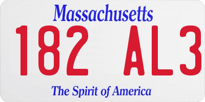 MA license plate 182AL3